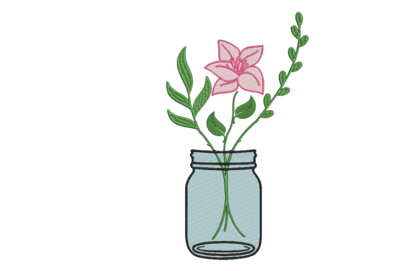 Flower Vase Pink Embroidery Design