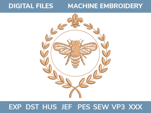 Queen Bee with Crown Embroidery Design